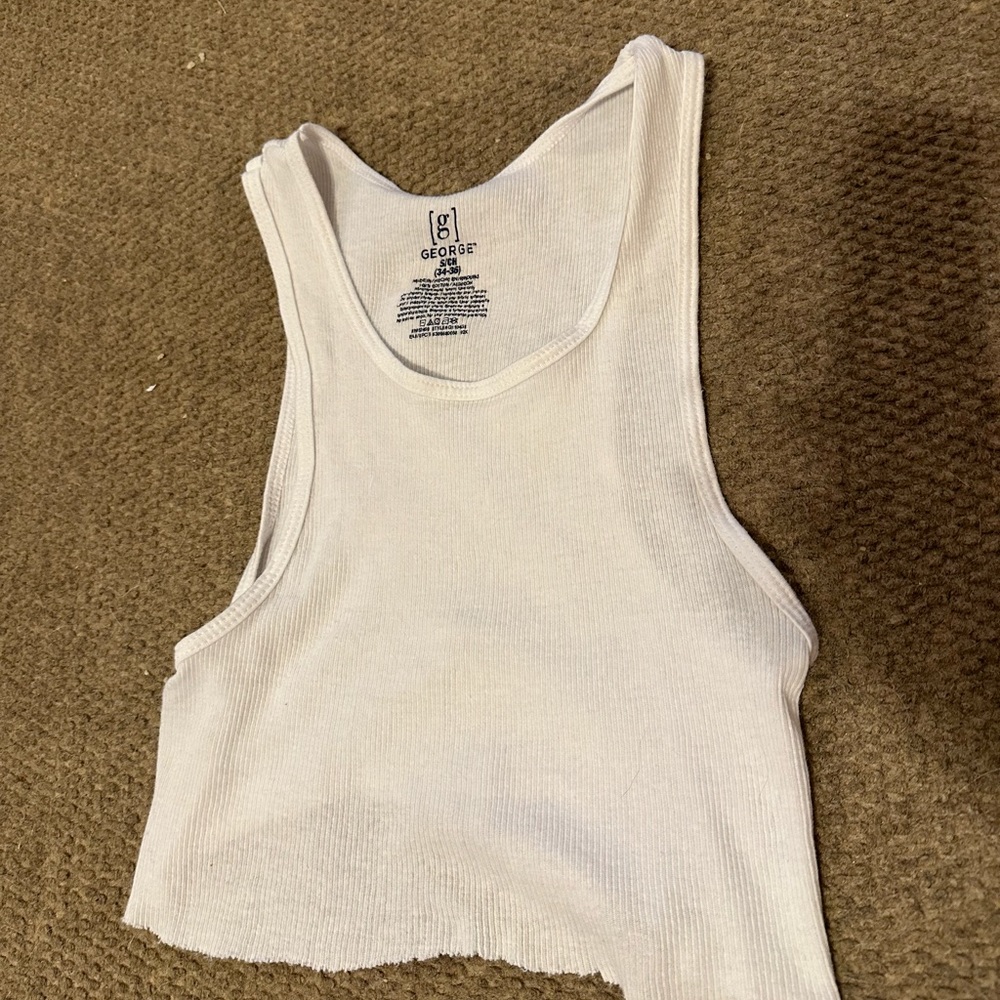 George crop top small ripped\rigged edge white